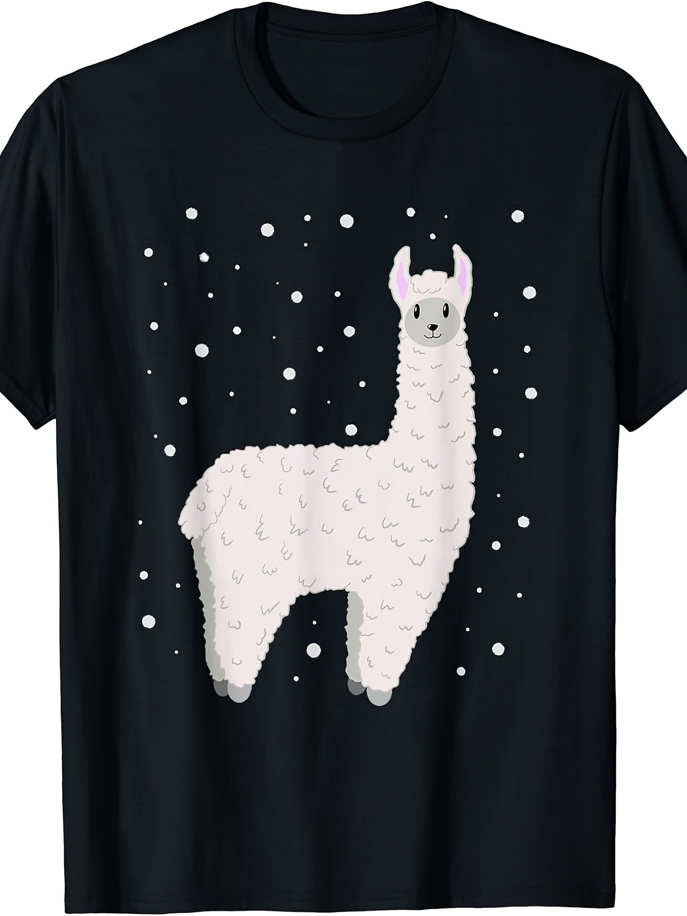 Retro Llama T-Shirt - Llama Face Graphic & Spanish Llama Suitable for Christmas Gifts, Casual Round Neck Tee, Machine Washable Apparel for Year-Round Wear (Llama Lover Present)