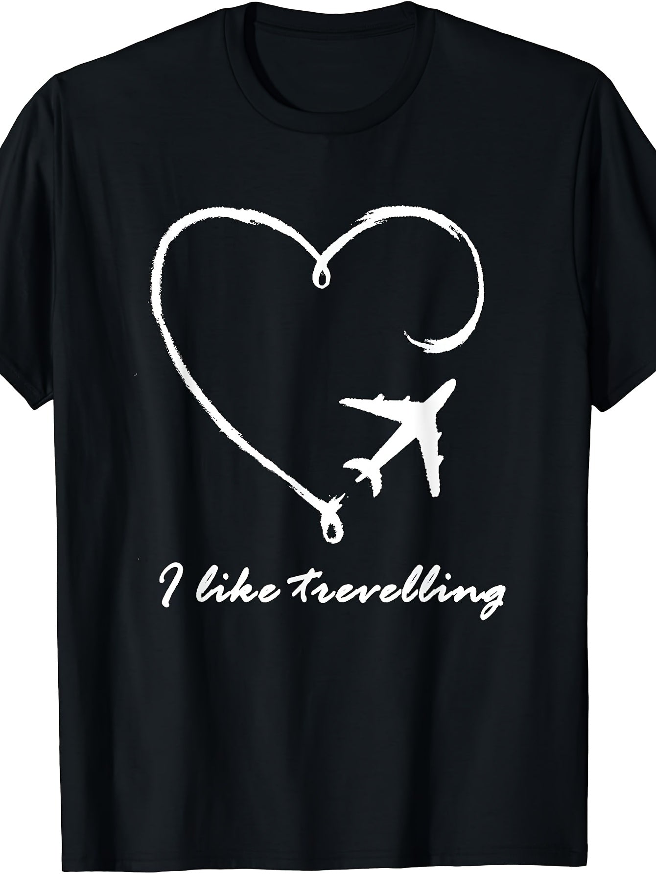 Casual Men'S And Women'S T-Shirt, I Like Traveling Airplane Heart Design, Summer Travel Vacation