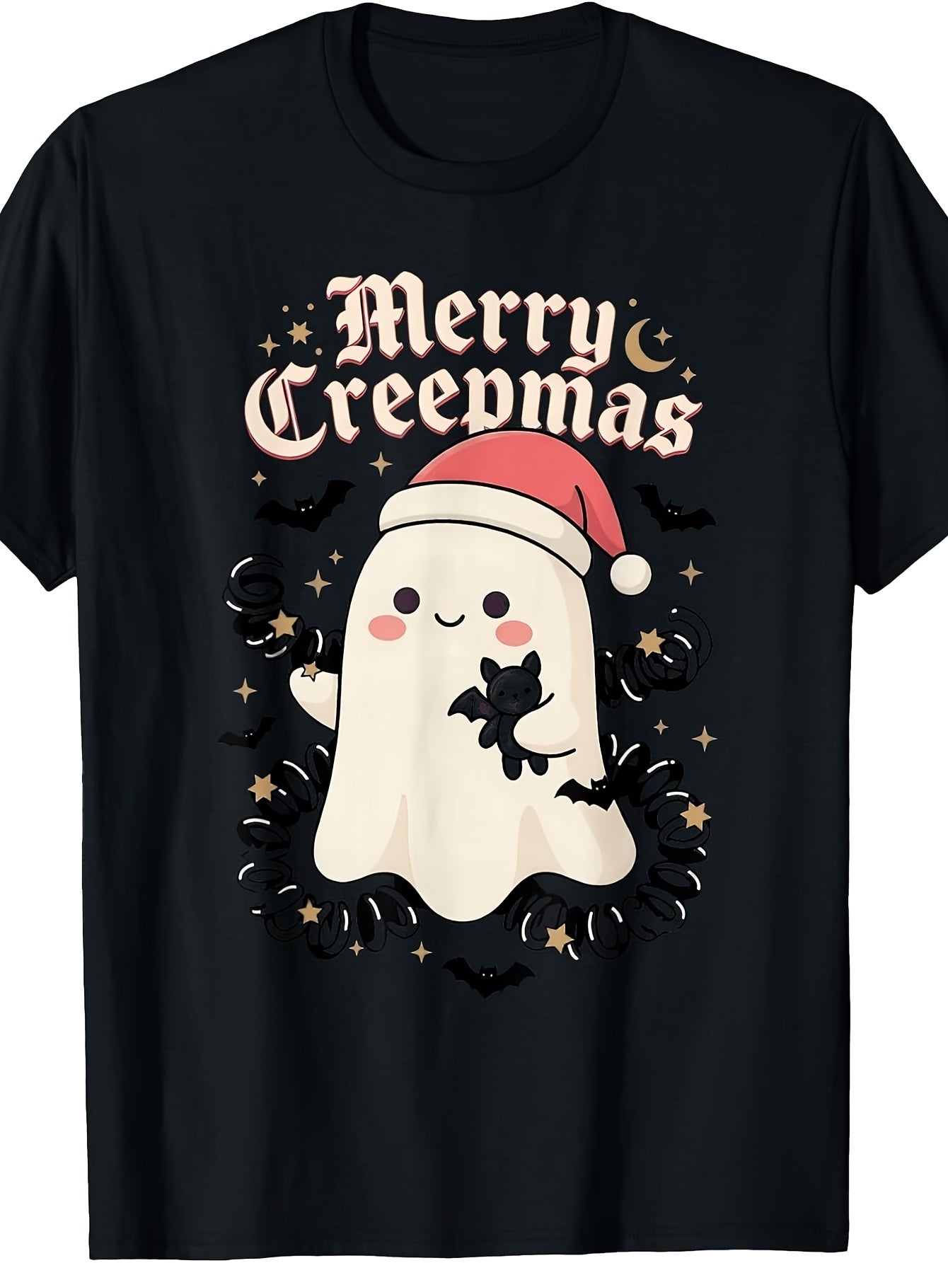 Gothic Christmas T-Shirt - Retro Creepmas Spooky Xmas with Goth Font & Suitable for - Wear, Machine Washable Casual Tee for Goth Subculture Apparel (Year-Round)