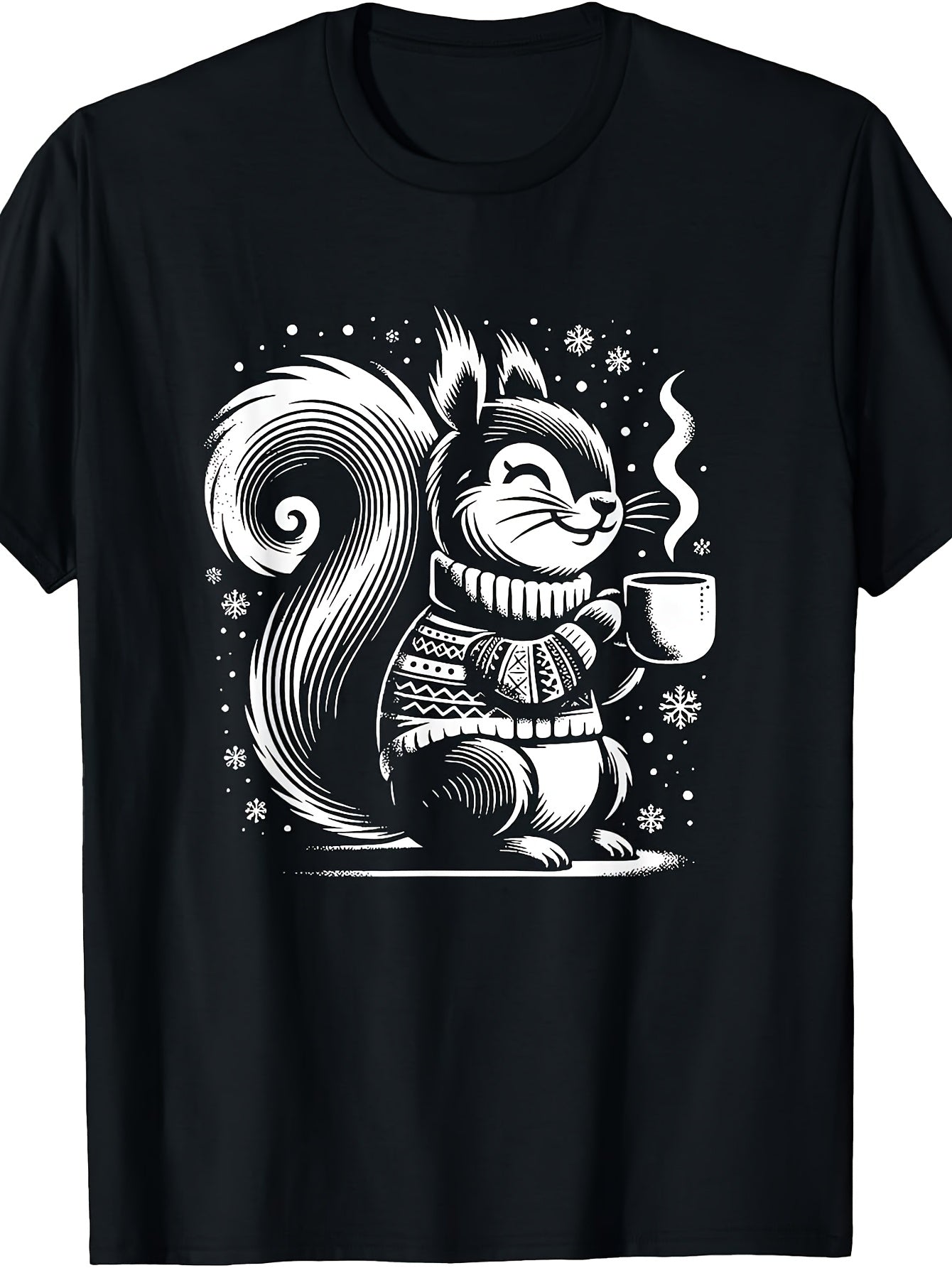 Cute, Squirrel, T-Shirt, Hot Cocoa Graphic, Crewneck, Holiday Gift