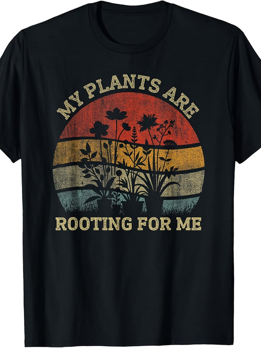 Retro Vintage My Plants Are Rooting for Me Plant Lover Funny T-Shirt