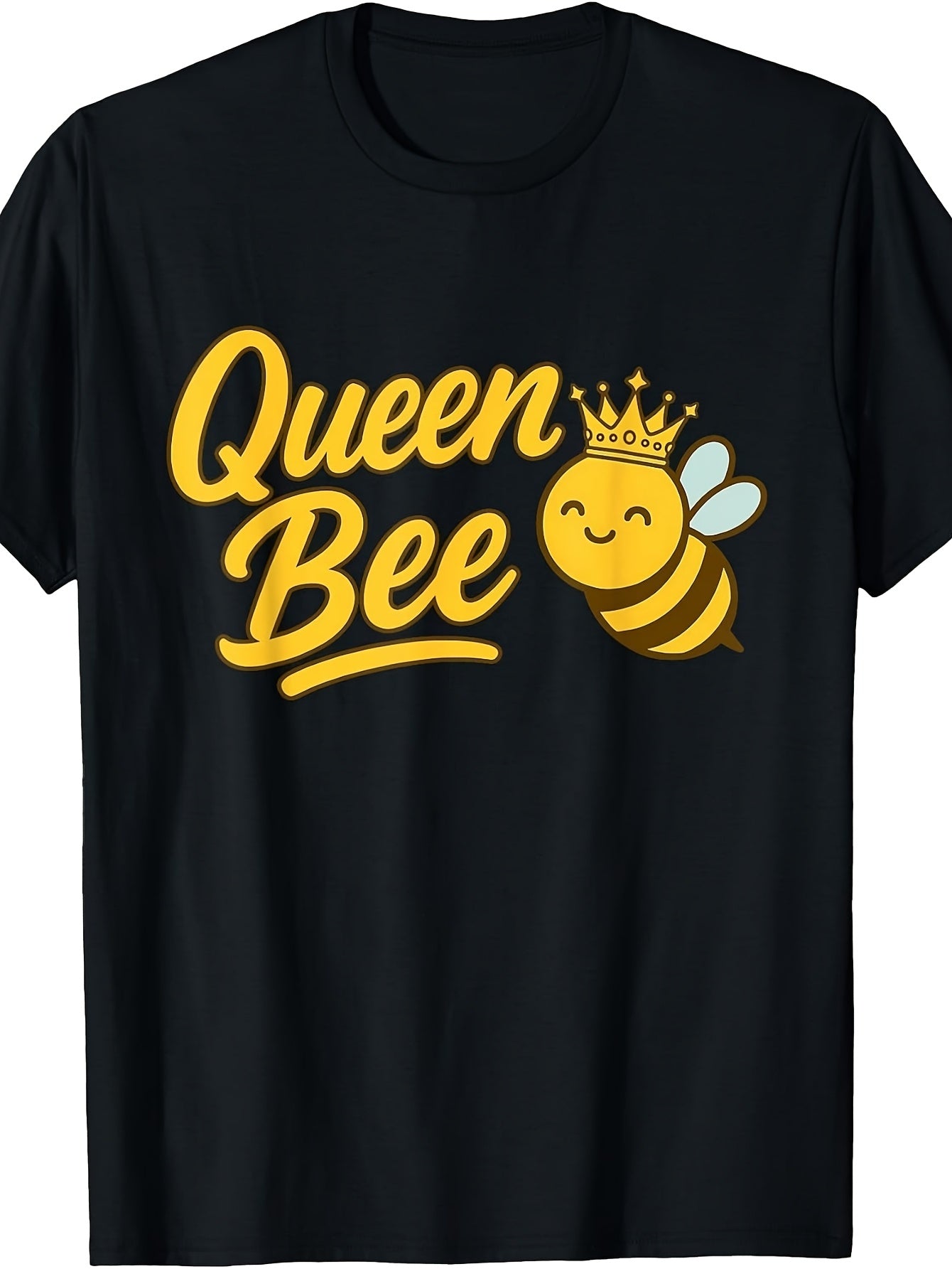 Men's & Women's Retro Bee T-Shirt - Queen Bee Graphic with Hive Suitable for Beekeeping, Casual Casual Attire, Machine Washable Round Neck Tee for Bee Lovers, Year-Round ( Apparel)