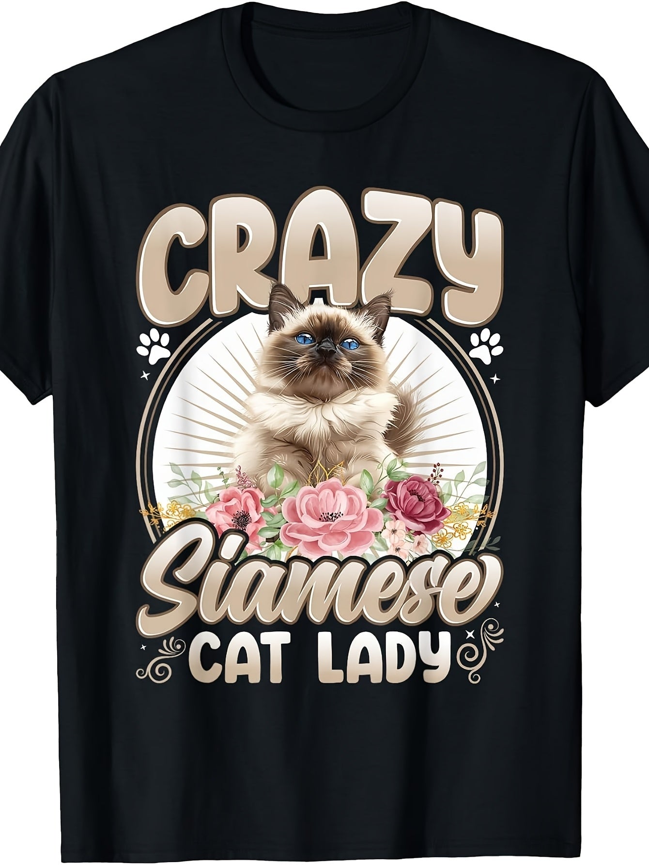 Siamese Cat Mom CRAZY SIAMESE CAT LADY Funny Siamese Cat T-Shirt
