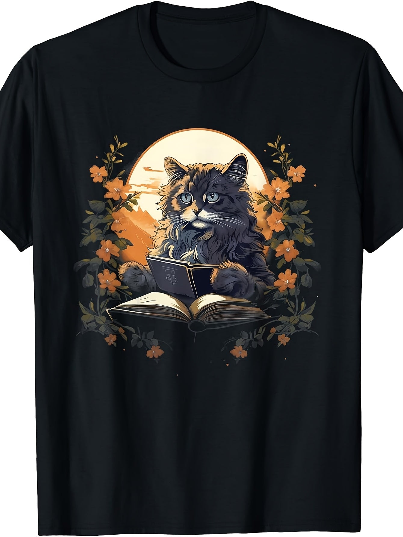 Outdoors Norwegian Forest Cat Reading Book T-Shirt for Men Women